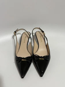 Vintage Prada schwarze Lackleder Logo Heels 37 - Bild 1 von 12
