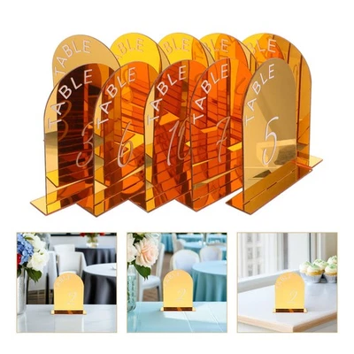  10pcs Arched Wedding Table Numbers With Stands 1-10 Acrylic Arch Sign With - image 1 of 4