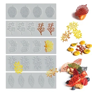 5PCS Leaf Molds Silicone Baking Fondant Tuile Molds, Hollow 3D Coral Branch L... - Picture 1 of 6