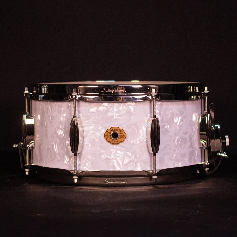 Slingerland 14" x 5.5" Radio King Artist Caja Tambor, Blanco Marino Perla Foto 1 de 4