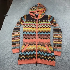 Missoni Target Hoodie Womens XL Multicolor Chevron Knit Zip Up Slim Fit Long - Picture 1 of 13