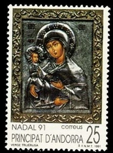 Andorra 1991 Edifil 228 Sello ** Navidad Virgen de las tres manos Meritxell - Imagen 1 de 1
