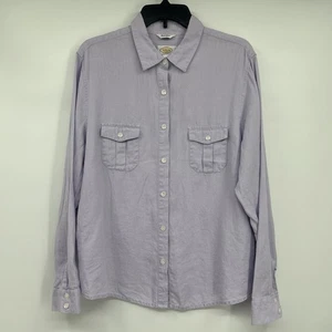 Talbots Hemd Damen Gr. XL Lt Lila 100% Leinen Langarm Knopfleiste Kragen - Bild 1 von 8