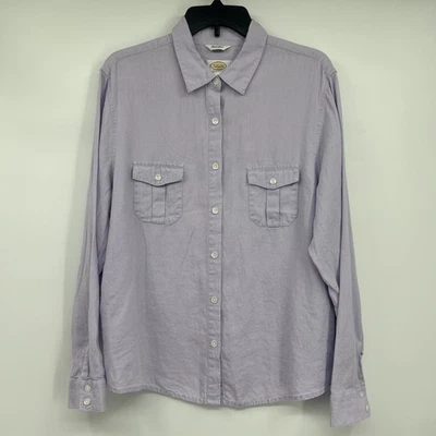 Camisa Talbots Mujer Talla XL Lt Púrpura 100% Lino Manga Larga Cuello Botón Foto 1 de 4