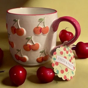 Coffee Mug Cherries Large 22 Ounce Ceramic Cup New Cherry - Picture 1 of 1