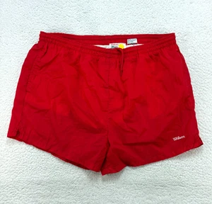 Vintage Wilson Nylon Tennis Shorts Mens Large Red USA Coach Gym 90s Retro - Picture 1 of 8