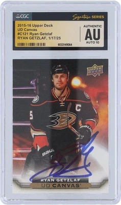 10 cartas firmadas por Ryan Getzlaf Ducks '15-16 Upper Deck serie 2 UD lienzo #C121 CGC CGC Foto 1 de 2