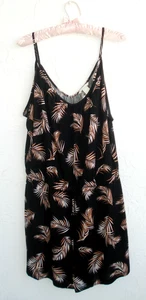 H&M Playsuit Jumpsuit Floral Pattern Black Background Size L NWT - Picture 1 of 9