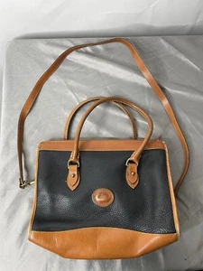 DOONEY & BOURKE SATCHEL BAG Pebbled All Weather Leather Black Brown Purse Tote - Picture 1 of 12