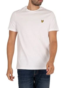 Lyle & Scott Uomo T-shirt tinta unita con logo, bianca - Foto 1 di 5
