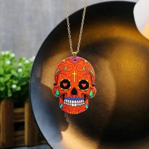 Punk Skull Necklace, Punk Skeleton Pendant, Gothic Skeleton Acrylic Necklace - Picture 1 of 5