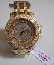 Men Techno Pave Gold Finish Spinning Inner Dial Fashion  Hip Hop Watch