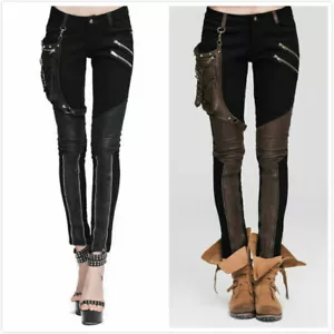 Pantalones Steampunk Vintage Moda del Diablo Punk Rock Pantalones Negros - Imagen 1 de 27
