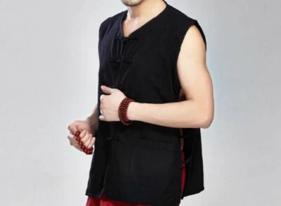 Para hombres Retro Kung Fu Tang Trajes Chalecos de Boxeo Algodón Tai Chi Uniforme Chaleco EE. UU. Foto 1 de 4