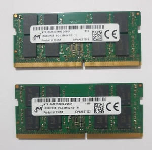 Micron PC4-21300 2666V 32GB 2X16GB DDR4 MTA16ATF2G64HZ-2G6E1 260pin Laptop Ram - Picture 1 of 1