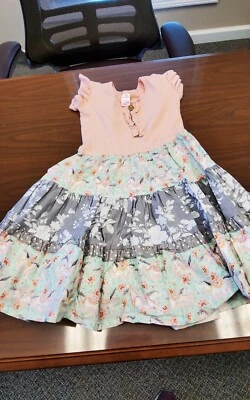 Vestido Giggle Moon en Niveles Niñas Talla 6 Púrpura Rosa Azul Gris Volantes Giro Foto 1 de 4