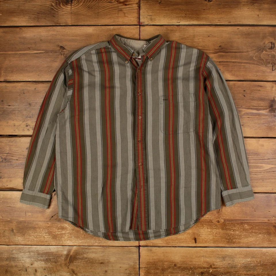 Vintage Joe's Casual Casual Shirt Button XL Mens Long Sleeve Green Striped - Image 1 of 4