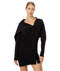 Norma Kamali Side Snap Mini Dress Black SM (Women's 4) 305276 - Picture 1 of 3