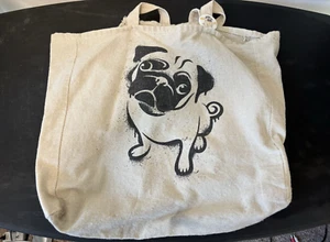Cotton On Foundation PUG Dog Record Tote Bag 16" X 13" - Picture 1 of 2
