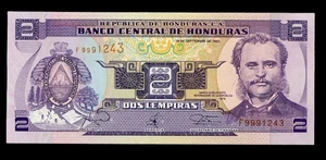 HONHURAS 2 LEMPIRAS 18/09/ 1997 MARCO SOTO UNC P80 #N398# - Picture 1 of 2