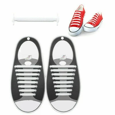 16 peças cadarços fáceis sem amarrar elástico plano preguiçoso silicone cadarço cordas adulto - Imagem 1 de 4