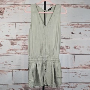 Rag & Bone Vetiver Elsa 100% Silk Romper Green Size 6 Small Flaw - Picture 1 of 8