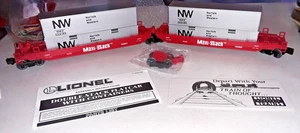 O Scale LIONEL Maxi-Stack Flat Car with Norfolk & Western Containers (HH-35 - Picture 1 of 14