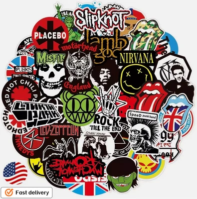NEW 100PCS Rock Band Stickers Lot Punk Music Heavy Metal Bands Sticker Decal USA