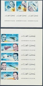 QATAR 1966 SPACE, NEW Currency, Cpl MNH/** Imperforate Gemini Astronauts Tab Set - Picture 1 of 5