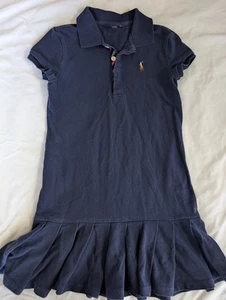 Ralph Lauren Polo Tennis Dress Short Sleeve Pleated Blue Girl's Size S 8/10 - Picture 1 of 8