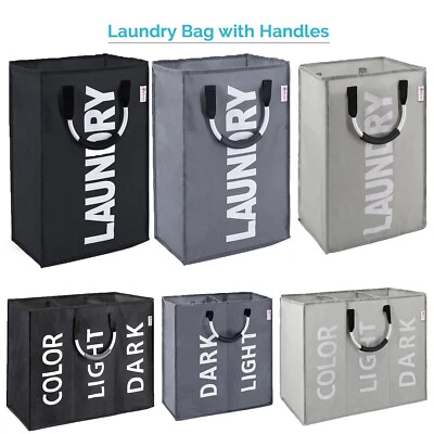 Round Laundry Washing Bag Basket Clothes Storage Hamper Bin - Small/Large Sizes - Image 1 of 4