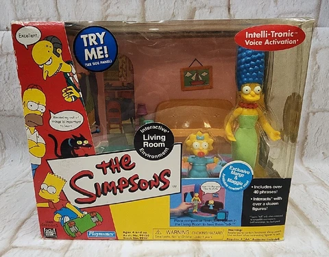 Simpsons LIVING ROOM Interactive Environment Marge Maggie Figures 2000 NEW Cover