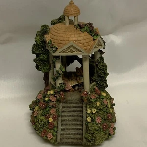 Music Box Resin Gazebo Tea Party Boy & Girl - Song "Love Story" 7" Tall WORKS - Picture 1 of 11