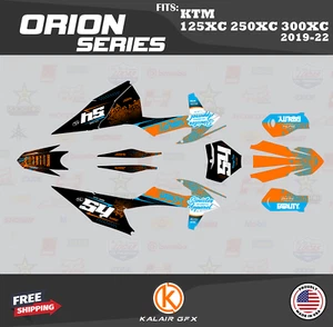 Graphics Kit for KTM 125XC 250XC 300XC 2019 2020 2021 2022 Orion - CYAN - Picture 1 of 6