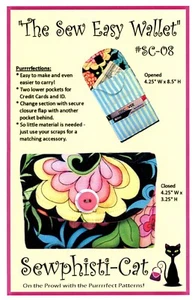"The Sew Easy Wallet" Scrappy 4.25 x 3.25 UNCUT SC-08 Sewphisti-Cat Patterns - Picture 1 of 3
