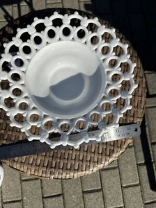 Antique Victorian Atterbury Glass Co. milk white reticulated glass bowl c.1880s - Picture 1 of 5