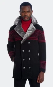 NEU LCR Herren Black Edition Cardigan Pullover Jacke Slim Fit Mode Burgund Schwarz - Bild 1 von 3