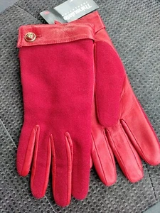Ladies M Genuine Leather Cashmere Thinsulate Driving Gloves Lipstick Red Basso - Picture 1 of 9