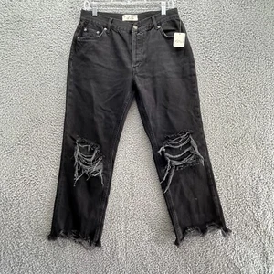 We The Free Jeans Womens 28 Black Distressed Button Up New $78 - Picture 1 of 10