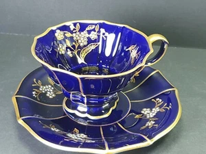 Increíble taza azul cobal de colección Alemania Lindner Bavaria con platillo - Imagen 1 de 7