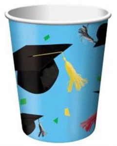 Cap Toss 7 oz Hot/Cold Paper Cups 8 Pack Graduation Party Tableware Decorations - Picture 1 of 1