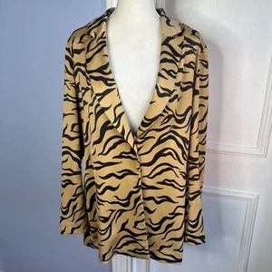Scotch & Soda Amsterdam Tiger Stripe Blazer Satin Oversized Women's Size Medium - Picture 1 of 14