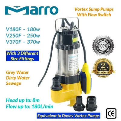 Marro Stainless Steel 180W/250W/370W AUTO Submersible Sump/Dirty Water Pump  - image 1 of 4
