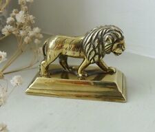Antique brass lion attributed to The School of Art Jaipur, Indian paperweight