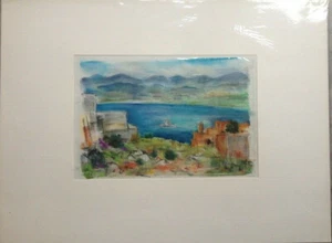 FRANZ EHMKE 1928 -2018 °GRIECHENLAND NAFPLIO DER AUSBLICK MEER STADT SIGNIERT - Bild 1 von 5