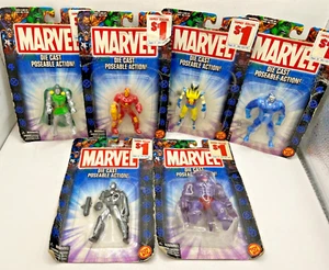 Vintage Marvel 2002 Toy Biz Die Cast Poseable Mini Action Figures 2.5" LOT OF 6 - Picture 1 of 13