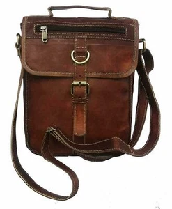 Real Vintage Brown rich Leather Messenger Cross Body Bag Handmade Purse - Picture 1 of 4