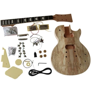 Coban Guitars DIY Guitar Kit LP710 Spalted Maple Chrome & Cream Kit Kleber im Hals - Bild 1 von 6