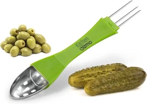 Kitchen Gizmo, 2 In 1 Condiment Tool - Stainless Steel Pickle Picker And Olives - Picture 1 of 4