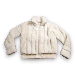 Athleta Tugga Sherpa Jacket Women's Small Beige Ivory Soft Fur Full Zip Coat - Picture 1 of 5